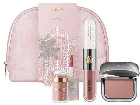 KIKO Milano Threads Of Time Lip To Cheek Make Up Kit, Make-Up-Geschenkset: 2-In-1-Lippenstift Und Lipgloss, Flüssig-Blush Und Puder-Blush
