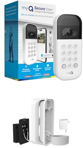 myQ Smart Garage Door Video Keypad + Wired Power Adapter Kit, with Wide-Angle Camera, Customizable PIN Codes, and Smartphone Control, Works with Chamberlain, LiftMaster and Craftsman openers
