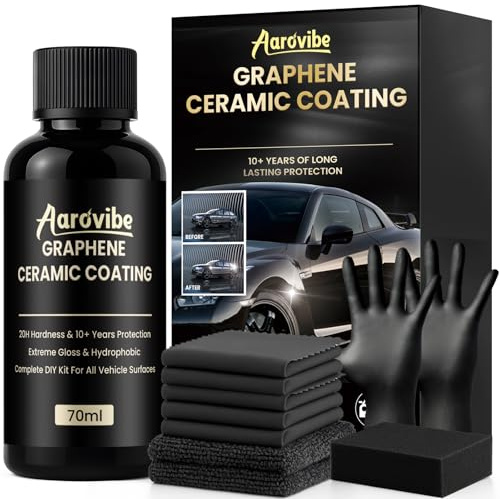 AAROVIBE 20H Ceramic Coating Car, Kit Avanzado de Grafeno Recubrimiento Cerámico, 10+ Años de Protección y Brillo Extremo, Tratamiento Ceramico Coche para Restauración y Cuidado de Pintura (70ml)