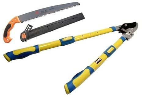 FORBICE CESOIA TAGLIA RAMI A CRICCHETTO MANICI ALLUNGABILI + SEGACCIO CON FODERO