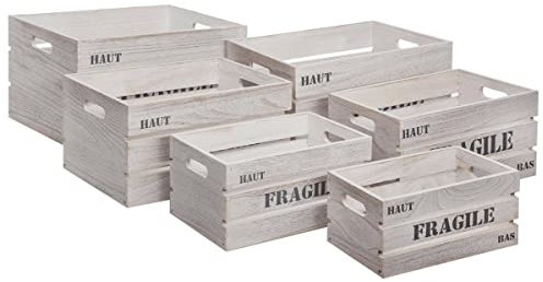 Atmosphera - Set de 6 caisses cagettes Jour - Gris