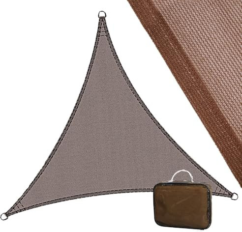 LOLAhome Toldo Vela de Sombra ANTICHARCOS | 3,5x3,5x3,5 m Triangular Marrón | Fibras Alta Resistencia 200gr/m² HDPE, Protección UV, Transpirable | para Exteriores: Jardín, Patio, Terraza