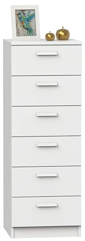 MUEBLES PITARCH | Chiffonnier 6 Tiroirs avec Glissières Métalliques, Blanc, 110x40x40 cm (Hauteur x Largeur x Profondeur) avec Poignée, Collection Tibet