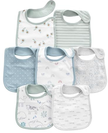 Simple Joys by Carter's Unisex Baby 7-Pack Teething Bibs 7 x Lätzchen zum Beißen, Avocados/Tiermuster/Regenbogen, Einheitsgröße (7er Pack)