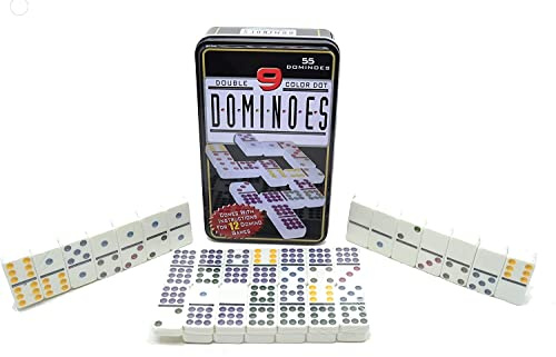 ARUNDEL SERVICES EU dominó de Puntos Dobles de 9 Colores (Juego 55, dominó) en Caja de Metal