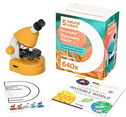 Discovery Micro Solar Microscopio Didattico Per Ragazzi e Principianti, Con Un Coloratissimo Libro in Italiano Compreso Nel Kit, Arancia