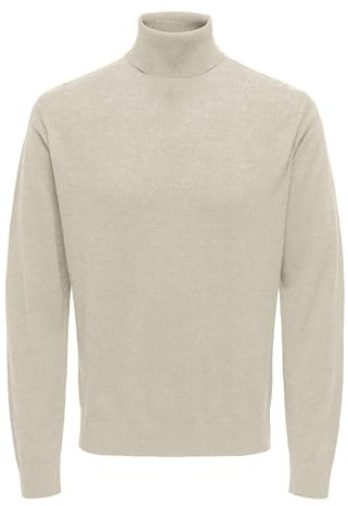 Only & Sons herr Onsloui Reg 12 Mel Roll Knit Stickad tröja