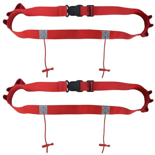 2 Stück Triathlon Running Startnummerngürtel mit Nummernhalter 6 Gel-Halter Sportgürtel Einstellbar Reflektierend Laufgürtel Running Belt für Marathon Laufen Radfahren (Rot)