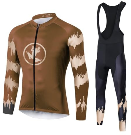 UGLY FROG 2024 Radtrikot Set Atmungsaktive Herren Winter Fleece Radsport Fahrrad Trikot Langarm + Bib Lange Hosen mit Sitzpolster