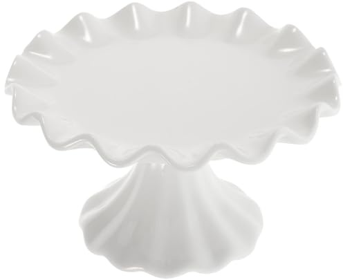 Luxshiny Alzata Per Torta In Ceramica Alzata Per Cupcake In Porcellana Bianca Snack Rotondo Dessert Ciotola Con Piedi Piedistallo Vassoio Da Portata Per Frutta Per Matrimoni Feste Di