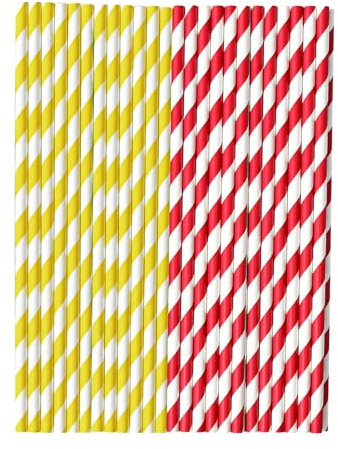 Cannucce di Carta, 200 Pezzi Cannucce Colorate di Carta, Cannucce Monouso, per Succhi, Cocktail, Compleanni, Matrimoni, Feste di Natale, 2 Colori