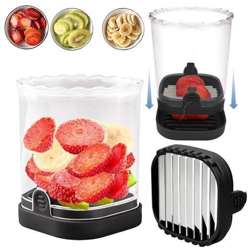 Bigingjia Trancheuse de Fruits | Trancheuse de Fraises, Bananes, Raisins et Œufs | Lame en Acier Inoxydable + Coque en ABS