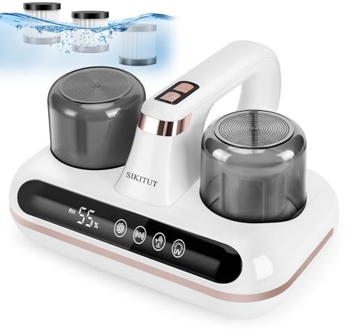 SIKITUT Milbensauger für Matratzen, 5-IN-1 Antimilben-Staubsauger mit UV-C-Licht, Matratzenreiniger Handstaubsauger, Entfernt 99,9% Bakterien, Allergene, Inkl. HEPA Filter, Ideal für Allergiker