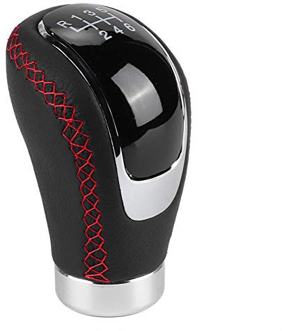 Manuell Schaltknauf 5 Gang - Universal Gear Shift Knob mit 3 Adaptern 8mm 10mm 12mm, PU Leder Schaltknauf Auto (Rot)