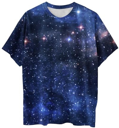 SRZYMJ Herren T-Shirt Galaxie Universum Stern Weltraum Grafik Galaxy Tshirt Kurzarm Sommer Oberteile Teenager Mädchen Streetwear T Shirt Frauen Casual Shirt Bluse T-Shirts für Herren XL