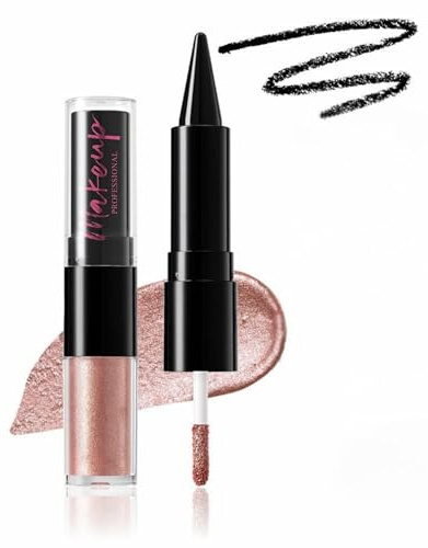 Liquid Glitter Eyeshadow & Eyeliner 2 in 1 Stick,Rose Champagne Shining Shimmer Glitter Highly Pigmented Eyeshadow Cream,Long Lasting Sparkle & Glow Eye Shadow Stick Blendable Sparkly Make-up(03)