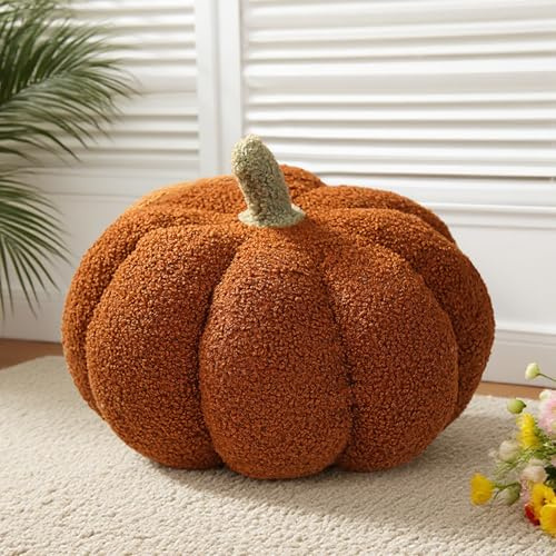 Cojín de Calabaza de Halloween,Almohada de Calabaza,Terciopelo de Peluche para Cama,Decoracion Almohada,Vellón Suave Linda Forma 3D Decorativo para Otoño,For Autumn Thanksgiving Sofá Cama Dormitorio