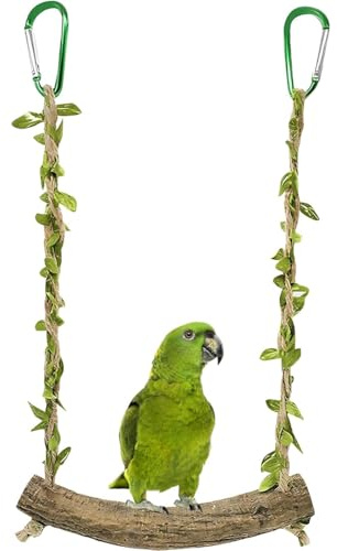 AYVRUOP Balançoire en Bois pour Perroquet,Jouet Perroquet,Perchoir à Suspendre,Jouets pour Oiseaux,Accessoires pour Perruches,Calopsittes,Inséparables,Perruches,Petits et Moyens Oiseaux