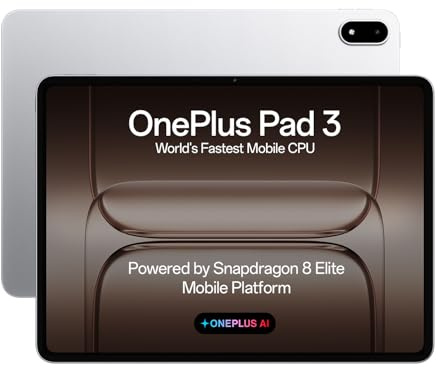 OnePlus Pad 3 Android Tablet 12+256 GB, Snapdragon 8 Elite CPU, 13.2 3.4K 144Hz Display, 12,140mAh Battery, 80W Fast Chaging, AI Effortless Multitasking, Stylus & Keyboard Support, Frosted Silver