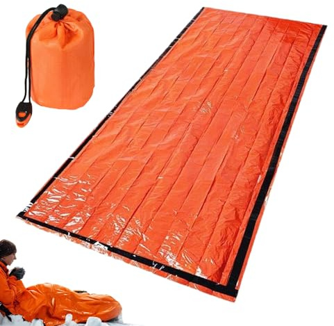 Survival Sleeping Bag - Windproof Compact with Whistle - Outdoor Thermal Sleeping Bag | for Adventure Hiking Backpacking Fishing Women Men Sports Enthusiasts