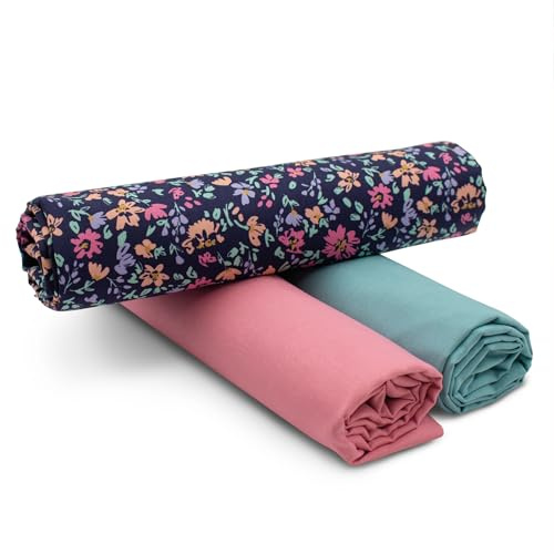 VmG-Store 1,5 m, bomullstyg, set, designtyg 2 x enfärgad, färgkoordinerad, 100 % bomull, materialurval (blomhav, marinblå, set93)
