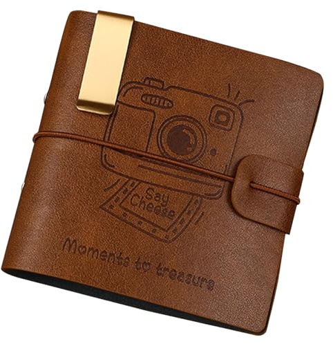 Instax Mini Album, Polaroid Photo Album for Travel, Small Mini Photo Album with Brown Cover, Compact Photocard Book Holds 100 Photos, Dimensions 11 x 10.8 x 3 cm