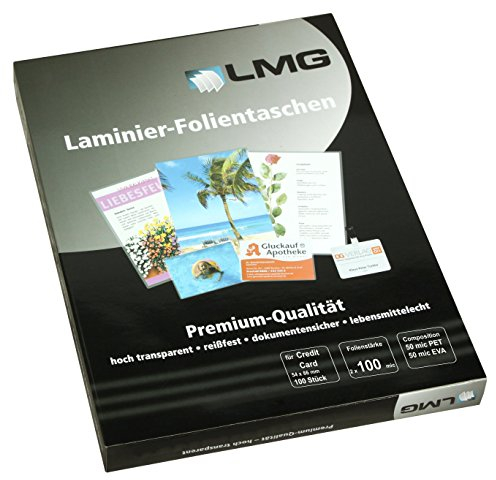LMG LMGCC-100 Laminierfolien Credit Card, 54 x 86 mm, 2 x 100 mic, 100 Stück