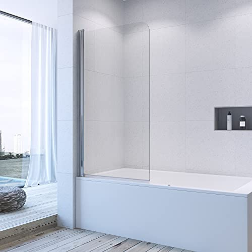 Aquabatos - Pannello doccia per vasca da bagno, 80 x 140 cm, in vetro di sicurezza monolocale, 1 pezzo con rivestimento nano