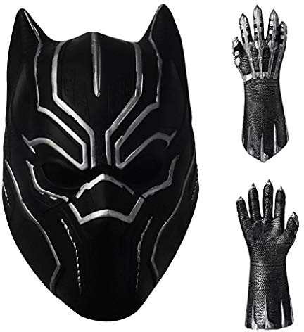 Black Panther Maske Handschuhe, Perfekte Latex Requisiten Für Karneval Halloween Karneval, Maskerade-Geburtstage Für Movie Fans Fancy Dress Up Masken-Sets,Gloves and mask
