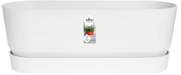 elho Greenville Pflanzgefäß Lang 50 - Übertopf für Außen - 100% recyceltem Plastik - Ø 49.0 x H 18.0 cm - Weiß/Weiss