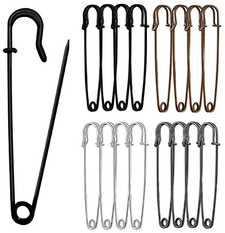 Urmspst 16 Pièces Imperdibles Grandes (Nouveau), 10 cm Épingles de Sécurité, Épingles de Sécurité pour Vêtements, Couvertures, Toiles, Cuir, Artisanat, Jupes, Imperdibles Extra Grandes Résistantes