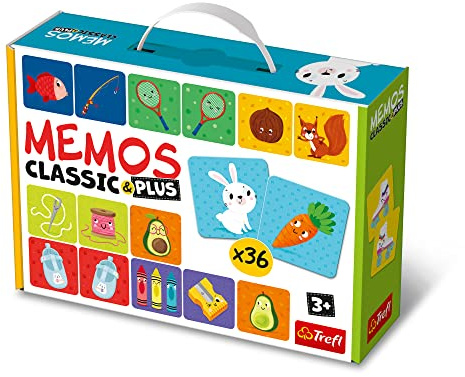 Trefl - Memos Classic & Plus, Logic - Jeu Pictural pour Les Plus Petits, détecteur d'oiseaux, diverses Variantes de Jeu, Jeu de mémoire Classique pour Les Enfants de 3 Ans et Plus