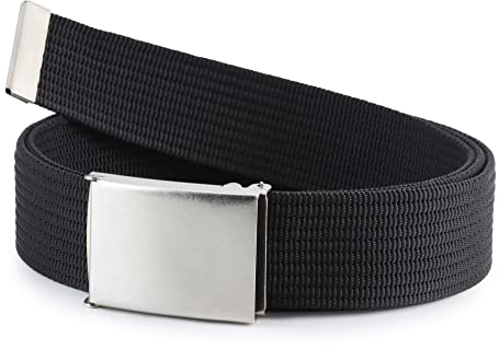 Ladeheid Herren Gürtel männlich Stoffgürtel Sackleinen P90 (Schwarz, 125 cm x 4 cm)