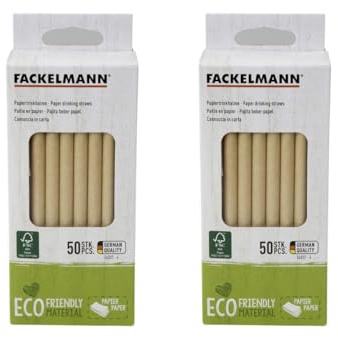 Fackelmann 9986850 små bruna papperssugrör, 2 uppsättningar med 50, 100 små sugrör av kartong, FSC-papper, 15 x 0,8 cm