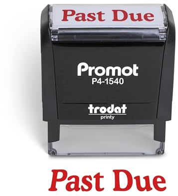 Promot Past Due Self Inking Rubber Stamp - Refillable Stampers for Office - Business, Accounting, Bookkeeping, Coding, Legal, Notary, Work, Ordering, Inventory, Check, Accounts Payable Stamp - Red Ink