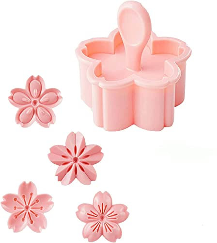 5er-Set Keks-Ausstechformen mit Kirschblütenform und -stempel, Backformen für Kekse und Gebäckzubehör