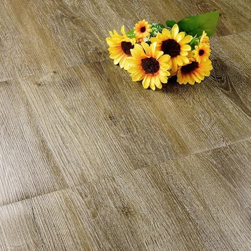 FunStick Dalle PVC Adhesive Sol Bois Marron Revetement de Sols Vinyle Lino Sols Adhesif Salle de Bain Salon Marron Rustique Lavable 30×30CM 5 Dalles PVC Adhesive Sol Bois Cuisine Carrelage Intérieur