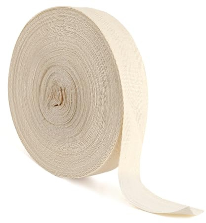 Cotton Twill Tape 20mm, 50M Bias Binding Bunting Tape for Sewing Herringbone Cotton Webbing Tapes Ribbon for Sewing Craft Beige