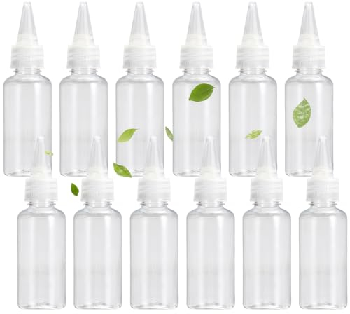 Vueinrg 12 Stück Squeeze Flasche 20ml Quetschflasche Leere Farbflaschen zum Befüllen Kunststoff Dosierflasche Saucenflasche Plastickflasche mit Spitzen Kopf Spritzflaschen Spenderflaschen