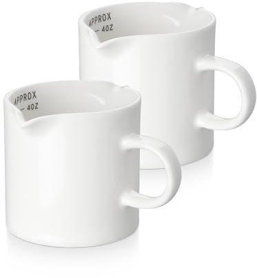 ABRUTY Tasses à expresso en céramique de 150 ml avec double bec verseur, tasse à expresso avec poignée et mesure, accessoires pour machine à expresso adaptée au sirop de lait