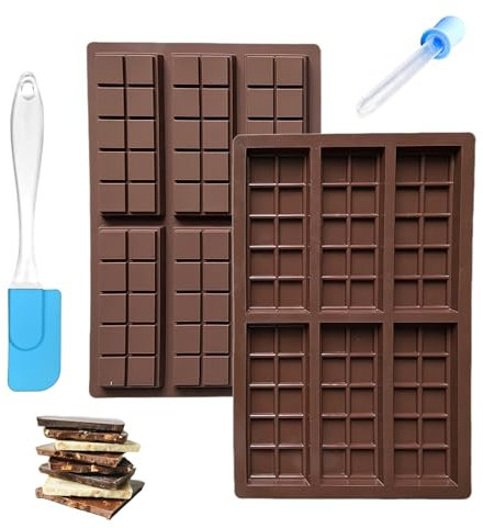 Scettar 2 Pcs Moule Tablette Chocolat Dubai,Moule Chocolat en Silicone 6 Cavités pour Chocolat Fait Maison