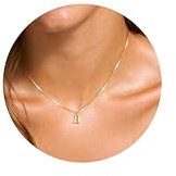 JeweBella Personligt namnhalsband för kvinnor och flickor, guld, bokstavshalsband, med bokstav A–Z, 14K, guldpläterad, kedja, personlig gåva, smycken