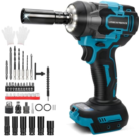 Clé à Chocs Sans Fil 650 Nm, 3 IN 1 Brushless Visseuse Compatible Avec Makita 18V, Boulonneuse à Choc, 3 Vitesses et Lumière LED, Pour Pneus, Montage Automobile (Sans Batterie Ni Chargeur)