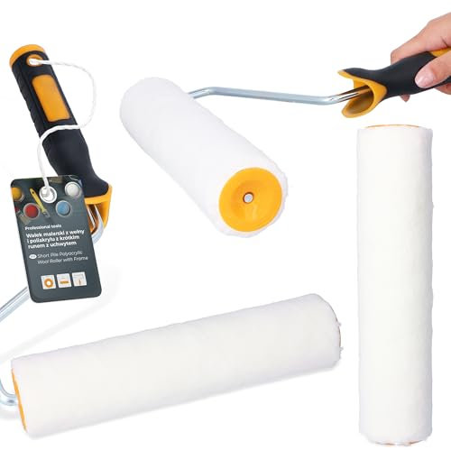 Rouleau Peinture 25 cm Manche Support Ergonomique Kit Murs Plafonds Meubles Façade Travaux Rénovation Pratique Facile Surfaces Verticales Horizontales
