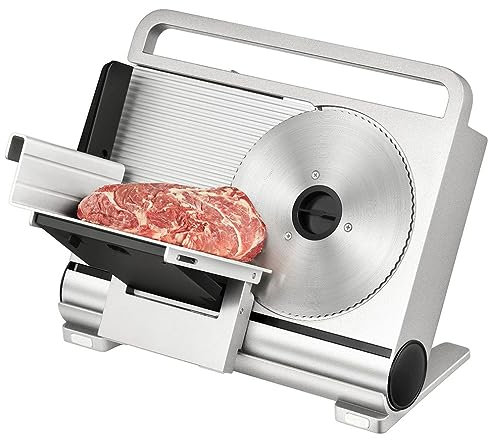 XSDAJSD Rebanadora de Carne Plegable, rebanadora eléctrica de fiambres con Cuchilla extraíble de Acero Inoxidable de 19 cm, Grosor Ajustable de 0 a 15 mm para Uso doméstico, con Bloqueo para niños.