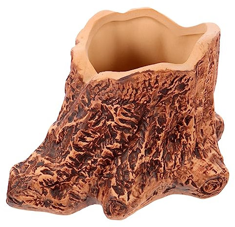 HANABASS Pot Céramique Imitation Souche pour Plantes Et Cactus Décoratif Intérieur Et Extérieur Pot Naturel pour Bonsaï Et Plantes Appartement