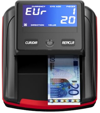 Détecteur de faux billets Euro avec batterie rechargeable, Détecteur automatique de faux billets, Pour plusieurs devises, Rouge