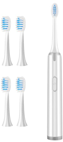 Hemobllo Elektrische Kabellose Vibrationszahnbürste mit 5 Weichen Bürstenköpfen für Erwachsene Tragbares Mundreinigungsgerät