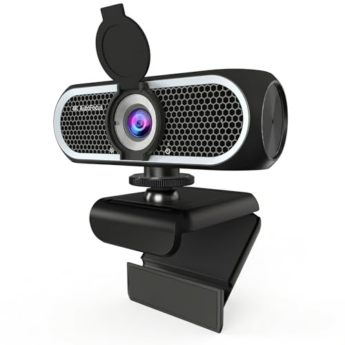 C65 4K Webcam for PC with Autofocus, USB Webcam with Dual Noise-Reducing Mic, Auto White Balance, Low Light Correction, Privacy Shutter, Tripod Included, Streaming Camera for Laptop Desktop Zoom Teams