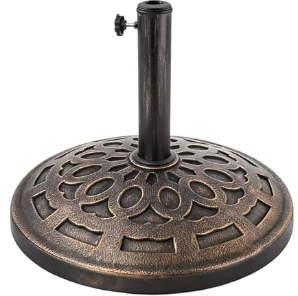 Relaxdays parasollstativ för 34–48 mm stolpar, Ø 49 cm, vintage svart/brons, 33 x 49 x 49 cm